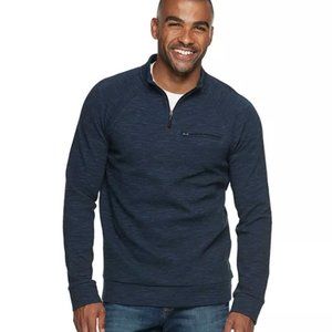 Marc Anthony Men's Slim-Fit Marled Quarter-Zip Pullover Large Medieval Blue